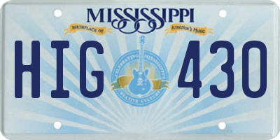 MS license plate HIG430