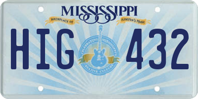 MS license plate HIG432