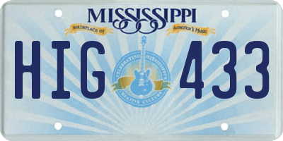 MS license plate HIG433