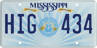 MS license plate HIG434