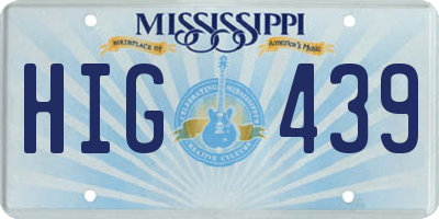 MS license plate HIG439