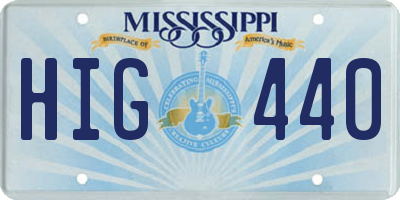 MS license plate HIG440
