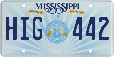 MS license plate HIG442