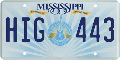 MS license plate HIG443