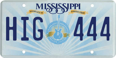 MS license plate HIG444