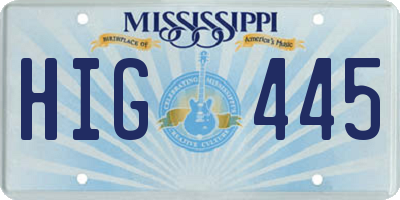 MS license plate HIG445