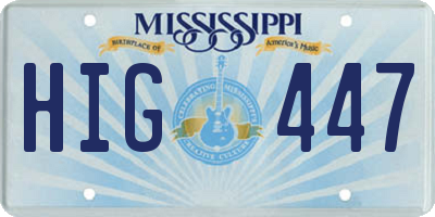 MS license plate HIG447