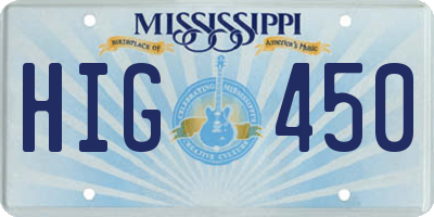 MS license plate HIG450
