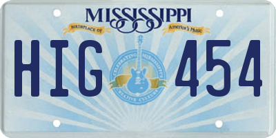 MS license plate HIG454