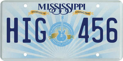 MS license plate HIG456