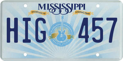 MS license plate HIG457
