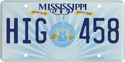 MS license plate HIG458