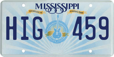 MS license plate HIG459