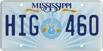 MS license plate HIG460