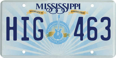 MS license plate HIG463