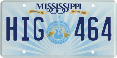 MS license plate HIG464