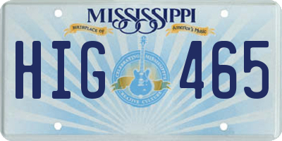 MS license plate HIG465
