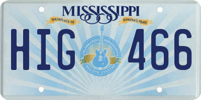 MS license plate HIG466
