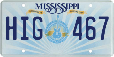 MS license plate HIG467