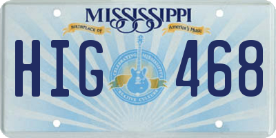 MS license plate HIG468