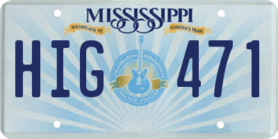 MS license plate HIG471