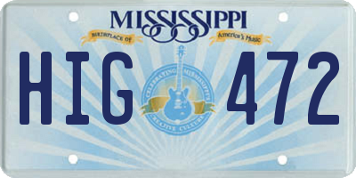 MS license plate HIG472