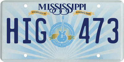 MS license plate HIG473