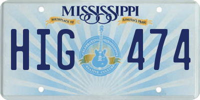 MS license plate HIG474