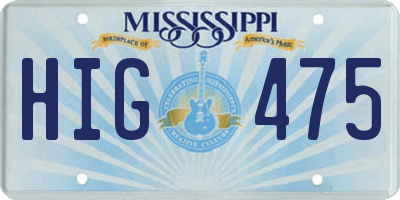 MS license plate HIG475