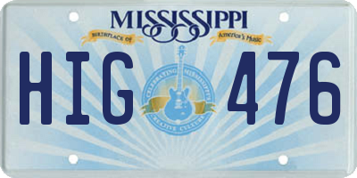 MS license plate HIG476