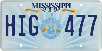MS license plate HIG477