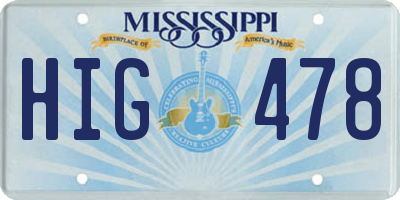 MS license plate HIG478