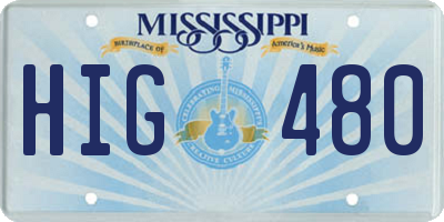 MS license plate HIG480