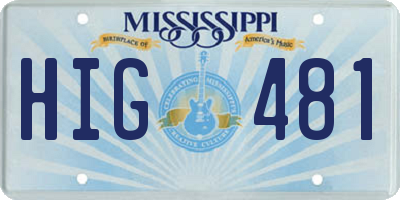 MS license plate HIG481