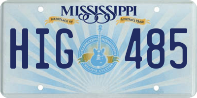 MS license plate HIG485