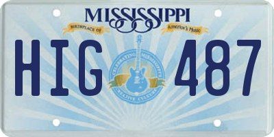MS license plate HIG487