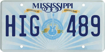 MS license plate HIG489