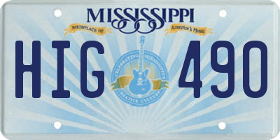 MS license plate HIG490