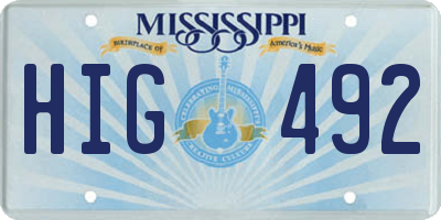 MS license plate HIG492