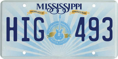 MS license plate HIG493
