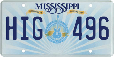 MS license plate HIG496