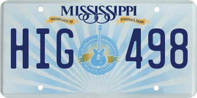 MS license plate HIG498