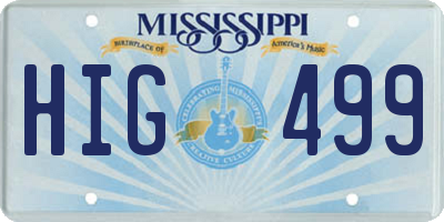 MS license plate HIG499
