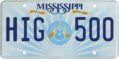 MS license plate HIG500