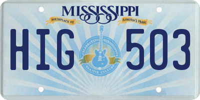 MS license plate HIG503