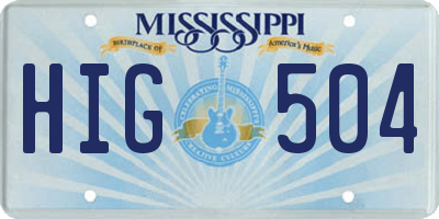 MS license plate HIG504