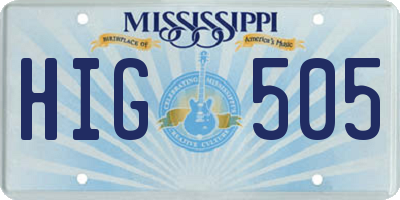 MS license plate HIG505