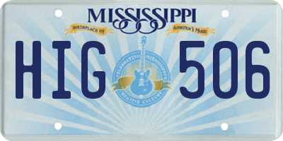 MS license plate HIG506