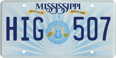 MS license plate HIG507