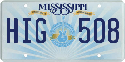 MS license plate HIG508